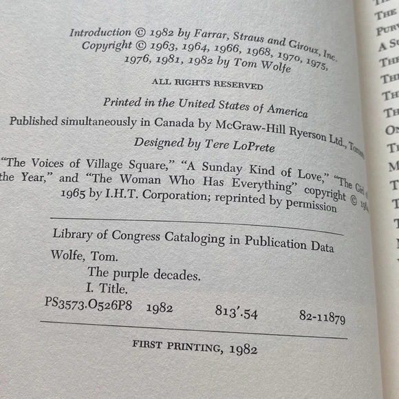 FIRST PRINTING 1982 THE PURPLE DECADES by TOM WOLFE VINTAGE RARE BOOKS - Picture 2 of 4